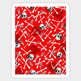 Happy Halloween Red Skeleton Bones Sticker